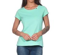 Ragwear Kurzarmshirt FLLORAH GOTS Damen 100% Baumwolle Jersey Rundhals mit 2 Knöpfen S Lagoon Grün