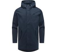 Ragwear Herren lange wasserdichte und atmungsaktive Übergangsjacke Mantel mit Taillenzugband, Gehschlitz und verstellbarer Kapuze Mr Smithem Twill YOUMODO Navy Gr. XL