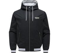 Outdoorjacke RAGWEAR "Stewan YOUMODO", Gr. L (52), schwarz, Obermaterial: 65% Baumwolle, 35% Nylon; Innenfutter: 100% Baumwolle; Ärmelfutter: 100% Polyester, gerade hüftlang, hoch geschlossener Aussch