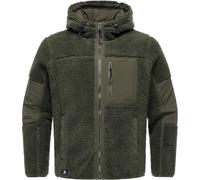 Ragwear Herren Plüschjacke warme gefüttterte Teddyjacke mit Brusttasche und verstellbarer Kapuze Chille Dark Olive Gr. L