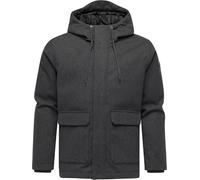 Ragwear Herren warme Lange Winterjacke mit Kapuze in Wollmantel-Haptik Mr Them Felt YOUMODO Dark Grey Gr. M