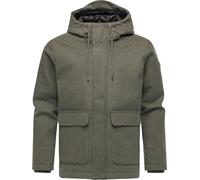 Ragwear Herren warme Lange Winterjacke mit Kapuze in Wollmantel-Haptik Mr Them Felt YOUMODO Dark Olive Gr. L