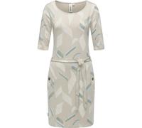 Jerseykleid RAGWEAR "Kenisha Print", Damen, Gr. XXL (44), Normalgrößen, bone, Material: 67% Polyester, 28% Viskose, 5% Elasthan, figurumspielend knielang, Rundhals, Krempelärmel abgesteppte Kante krem