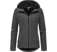 Ragwear Damen weiche Strickjacke leichte Übergangsjacke mit Teddy-Kunstfell und Kapuze Lyshka Melange YOUMODO Dark Grey Gr. XXL