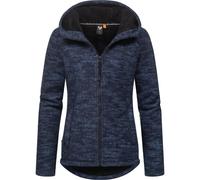 Kapuzenstrickjacke RAGWEAR "Lyshka Melange", Damen, Gr. XL (42), blau (navy), Grobstrick, Obermaterial: 56% Baumwolle, 44% Polyester; Innenfutter: 100% Polyester, sportlich, figurumspielend hüftbedeck
