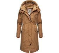 Ragwear Damen lange Übergangsjacke Mantel mit Teddyfleece-Kapuze Nicco Camel Gr. XL