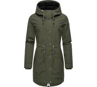 Ragwear Damen wasserdichter Mantel Lange warme Winterjacke mit Teddy-Kunstfell Kapuze Canny Canvas YOUMODO Dark Olive Gr. XS