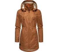 Ragwear Damen Übergangsjacke leichte Jacke lang wasserdicht mit abnehmbarer Kapuze Dakkota II Cinnamon Gr. S