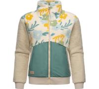 Ragwear leichte Damen Fleecejacke Kurze Teddyfleece-Jacke warm Plüschjacke mit Blumen-Muster Madaras Flower Beige Gr. 5XL