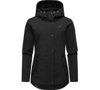 Ragwear leichte Damen Übergangsjacke kurz wasserdicht (Wassersäule: 11.000mm) und atmungsaktiv Softshelljacke mit Kapuze Margge Shell YOUMODO Black Gr. M