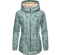 Ragwear leichte Damen Übergangsjacke wasserdichte Outdoorjacke mit floralem Allover-Print und Kapuze Dankka Spring YOUMODO Ocean Green Gr. 5XL