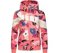 Ragwear leichte wasserdichte Damen Übergangsjacke kurz Bomberjacke mit Allover-Print und Kapuze Nuggie Block Flower Coral Gr. XL
