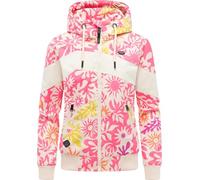 Ragwear leichte wasserdichte Damen Übergangsjacke kurz Bomberjacke mit Allover-Print und Kapuze Nuggie Block Flower Pink Combo26 Gr. XS