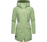 Ragwear leichter Damen Übergangsparka langer Regenmantel wasserdicht und atmungsaktiv mit großer Kapuze Begonia YOUMODO Dusty Green Gr. S