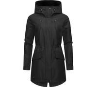 Ragwear leichter Damen Übergangsparka langer Regenmantel wasserdicht und atmungsaktiv mit großer Kapuze Begonia YOUMODO Black Gr. XS