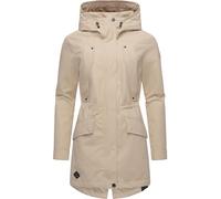 Ragwear leichter Damen Übergangsparka langer Regenmantel wasserdicht und atmungsaktiv mit großer Kapuze Begonia YOUMODO Sand Gr. XS