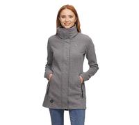 Ragwear LETRICE Damen Frauen Kapuzenjacke,Sweatjacke lang,Übergangs-Parka,Kapuze,Seitentaschen,Grau,S