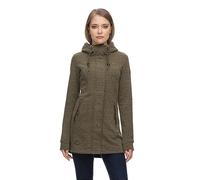 Ragwear Letti Damen Frauen Kapuzenjacke,Sweatjacke lang,Übergangs-Parka,Kapuze,Seitentaschen,Grün,L