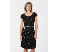 Sommerkleid RAGWEAR "LILITHE PRINT", Damen, Gr. S, N-Gr, schwarz, Jersey, Obermaterial: 50% Baumwolle, 50% Modal, bedruckt, kniefrei, Rundhals, Kleider Sommerkleid, Baumwoll-Modal-Mix mit Eingrifftasc