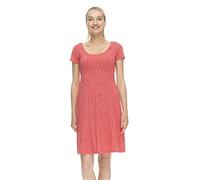 Ragwear LUNNGO Dress Damen Frauen Kurzarmkleid,Kleid,Freizeitkleid,Sommerkleid,Kurzarm,Rückenausschnitt,tailliert,Rot,XL
