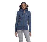 Ragwear NESKA Zip Damen Frauen Kapuzenjacke,Zip Hoodie,Kapuzenpullover,Sweatjacke,warm,Blau,S