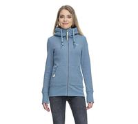 Ragwear NESKA Zip Damen Frauen Sweatjacke,Sweatshirt mit Reißverschluss,Zip Hoodie,Stehkragen,Blau,L