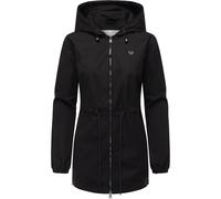 Ragwear Damen leichte Übergangsjacke kurze Frühlingsjacke mit Kapuze und Taillenzugband Monadissimo B YOUMODO Black Gr. L