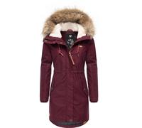 Ragwear Damen Wintermantel Warmer Parka lang mit abnehmbarem Kunstfell Tawny Intl Wine Red22 Gr. XXL
