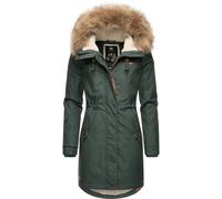Ragwear Damen Wintermantel Warmer Parka lang mit abnehmbarem Kunstfell Tawny Intl Pine Green23 Gr. XL