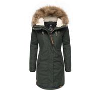 Ragwear Damen Wintermantel Warmer Parka lang mit abnehmbarem Kunstfell Tawny Intl Dark Olive22 Gr. M