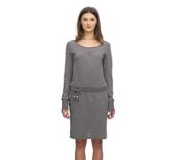 Ragwear PENELLOPE Damen Frauen Langarmkleid,Kleid,Freizeitkleid,Sommerkleid,Jerseykleid,Langarm,Rundhalsausschnitt,Taillengürtel,Grau,XS