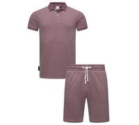 Poloshirt RAGWEAR "Set Porpi", Herren, Gr. XXXL (58), lila (mauve), Material: 50% Baumwolle, 50% Polyester, bequem knieumspielend, tiefer V-Ausschnitt, eng, Shirts, Modisches Herren Set aus Hemd und k