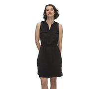 Ragwear Roisin Damen Frauen Kurzarmkleid,Kleid,Freizeitkleid,Sommerkleid,Shirtkleid,Kurzarm,Taillengürtel,Knopfleiste,Schwarz,S