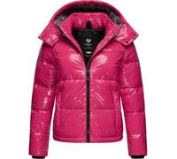 Ragwear Shiny Damen Winterjacke warm aus glänzendem Material mit (Abnehmbarer) Kapuze Roobie YOUMODO Fuchsia Gr. XL