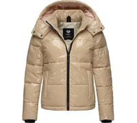 Ragwear Shiny Damen Winterjacke warm aus glänzendem Material mit (Abnehmbarer) Kapuze Roobie YOUMODO Taupe Gr. S