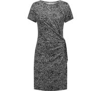 Shirtkleid RAGWEAR "Knotta Print", Damen, Gr. XS (34), Normalgrößen, blau (dunkelblau), Material: 95% Viskose, 5% Elasthan, modisch, figurumspielend ca. Mitte Oberschenkel, Rundhals, Kurzarm Ärmel ohn