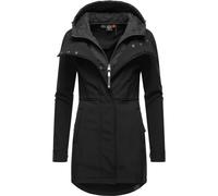 Ragwear Damen Softshellmantel lange Übergangsjacke Outdoormantel mit Kapuze Ybela Black22 Gr. S