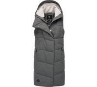 Steppweste RAGWEAR "Pavla Vest" Gr. L (40), grau Damen Westen Longwesten stylische Winterweste mit Teddyfutter und Kapuze (28792441-L)