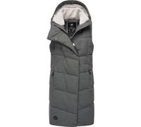 Ragwear Damen lange Winter Steppweste mit Kapuze Pavla Vest Grey Gr. M