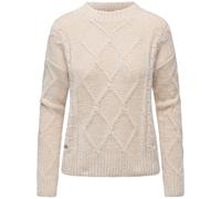Strickpullover RAGWEAR "Jannina", Damen, Gr. XL (42), ecru, Material: 100% Polyester, gerade hüftbedeckend, Rundhals, Ärmel ohne Ärmelschlitz Rippbündchen, Pullover, Gestrickter gemusterter Pullover (