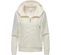Sweatjacke RAGWEAR "Corduly Cordy", Damen, Gr. XL (42), beige, Material: 76% Baumwolle, 20% Polyester, 4% Elasthan, oversize hüftlang, hoch geschlossener Ausschnitt, Ärmel ohne Ärmelschlitz abgesteppt