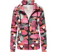 Sweatjacke RAGWEAR "Ronette Print", Damen, Gr. M (38), schwarz, 70% Baumwolle, 30% Polyester, tailliert hüftbedeckend, hoch geschlossener Ausschnitt, eng Rippstrickbündchen, Sweatjacken Sweatjacke, Zi