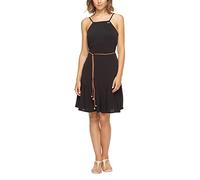 Ragwear THIME Damen Frauen Kurzarmkleid,Kleid,Freizeitkleid,Sommerkleid,Shirtkleid,Kurzarm,Taillengürtel,Knopfleiste,Regular Fit,Black (1010),L