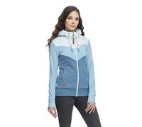Ragwear TREGA Zip Damen Frauen Kapuzenjacke,Zip Hoodie,Sweatjacke,Stehkragen,Seitentaschen,Blau,S