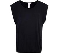 Kurzarmshirt RAGWEAR "TULSA", Damen, Gr. S, schwarz, Jersey, Obermaterial: 48% Baumwolle, 47% Viskose, 5% Elasthan, normal, Rundhals, Shirts, Fließendes Material mit Gummizug in unifarbener Optik (553
