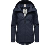 Outdoorjacke RAGWEAR "Monade Übergang" Gr. L (40), blau (mittelblau) Damen Jacken Lange stylische Übergangsjacke mit großer Kapuze (78954448-L)