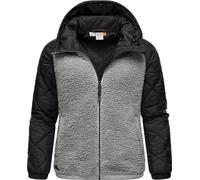 Ragwear warme Damen Übergangsjacke Hybrid-Plüschjacke kurz mit gesteppten Ärmeln und Kapuze Leeloo Bone Blocked Gr. 5XL