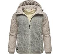 Ragwear warme Damen Übergangsjacke Hybrid-Plüschjacke kurz mit gesteppten Ärmeln und Kapuze Leeloo Bone Gr. 3XL