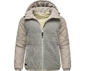 Ragwear warme Damen Übergangsjacke Hybrid-Plüschjacke kurz mit gesteppten Ärmeln und Kapuze Leeloo Bone Gr. 3XL