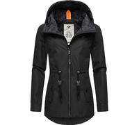Ragwear wasserdichte Damen Übergangsjacke leichte Regenjacke Kurzmantel mit Kapuze Monadis Intl Black24 Gr. L